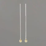 Long Threader Earrings in Sterling Silver with Gold Balls