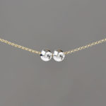 Large Silver Balls on Gold Rolo Chain Necklace