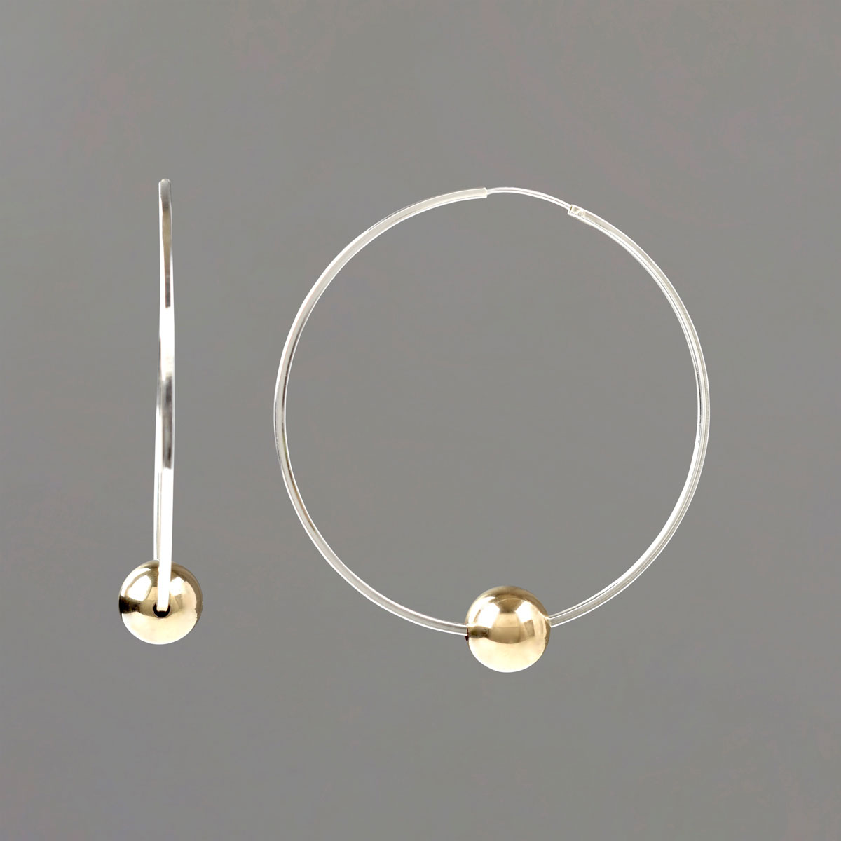 Sterling SIlver Hoop Earrings with Gold Filled Balls