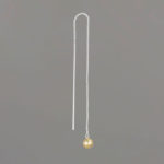 Long Threader Earrings in Sterling Silver with Gold Balls Side View