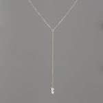 Long Y Gold Chain with Silver Balls