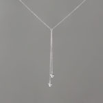 Short Y Double Large Balls in Silver Chain Necklace
