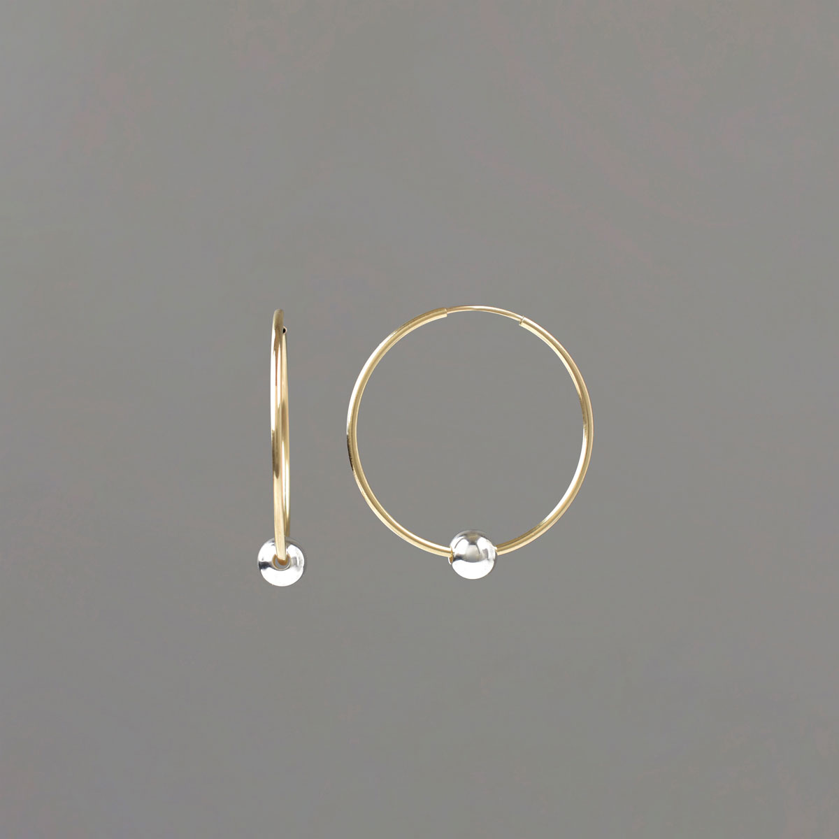 Small Gold Hoop Earring with Silver Balls
