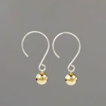 Silver Wire Drop Earrings with Gold Balls