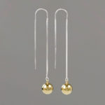 U Threader Earrings with Silver Threader and Gold Balls